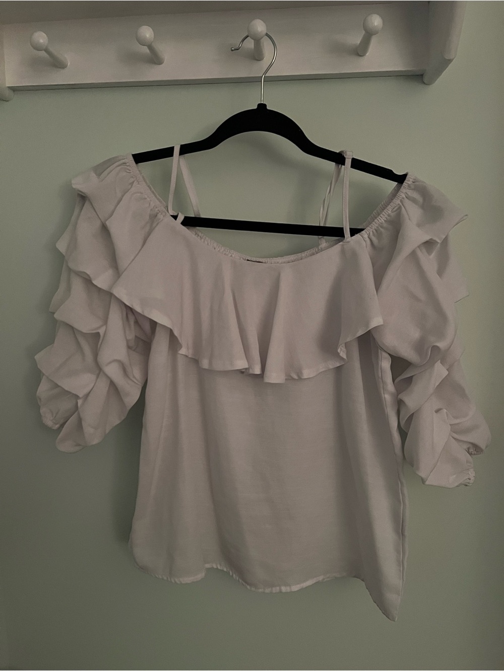 Charlotte Russe White Ruffle Off-Shoulder Blouse
